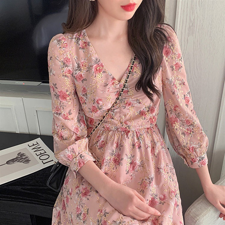 French Embroidery Floral Dress
