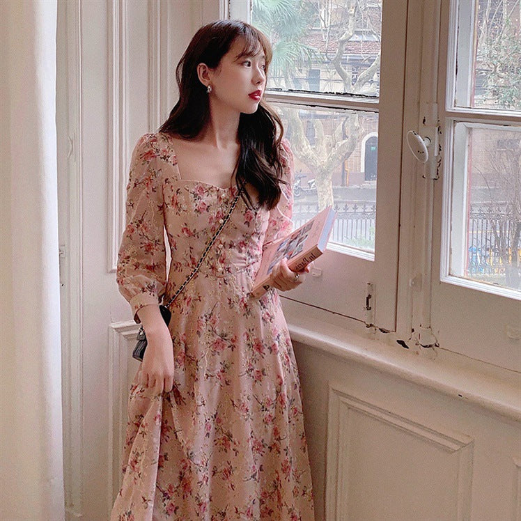 French Embroidery Floral Dress