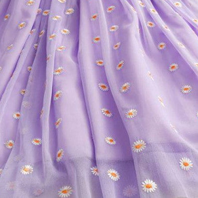 Embroidery Strapless Dress Printed Net Yarn Long Floral Dress Women