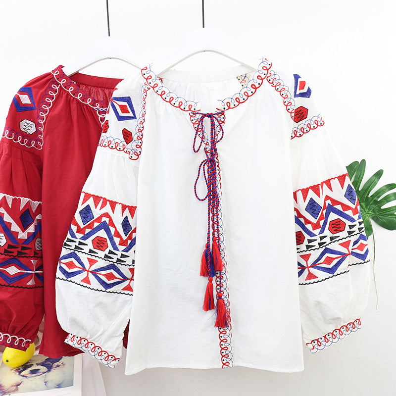 Vintage Heavy Industry Embroidery Top Women Spring Dress