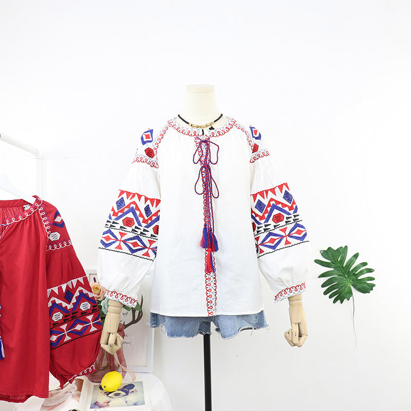 Vintage Heavy Industry Embroidery Top Women Spring Dress